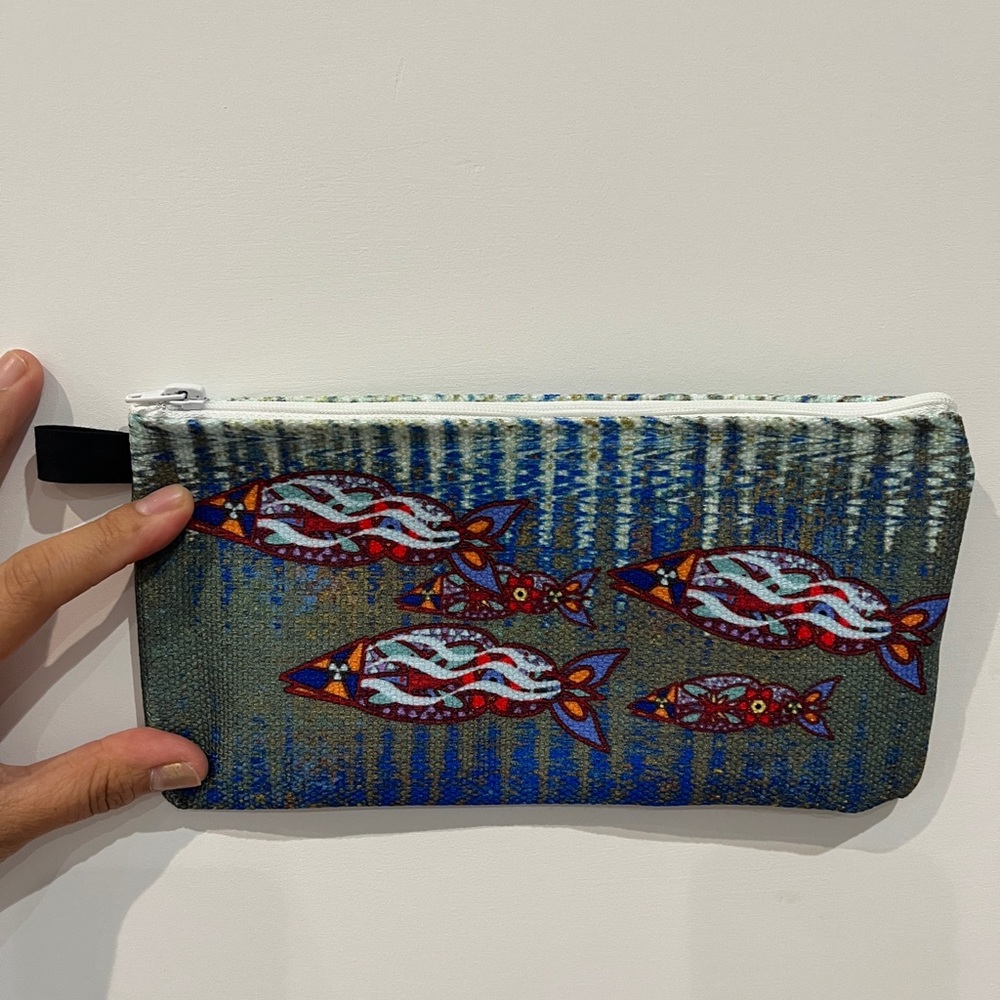 Fish ART Pencil Case Pen Makeup Bag Montreal Sewn Canada Brush Purse Modern Boho